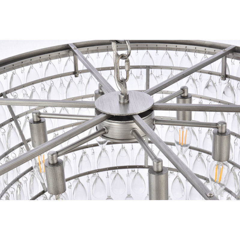 Beno 6 - Light Dimmable Tiered Chandelier, Antique Silver