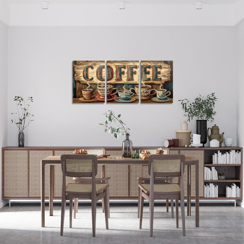 Coffee Wall Art Farmhouse Coffee Poster Prints Wall Painting Canvas For Kitchen Office Home, Christ Coffee Country Style Framed Wall Artwork For Coffee Bar Dining Room Inch