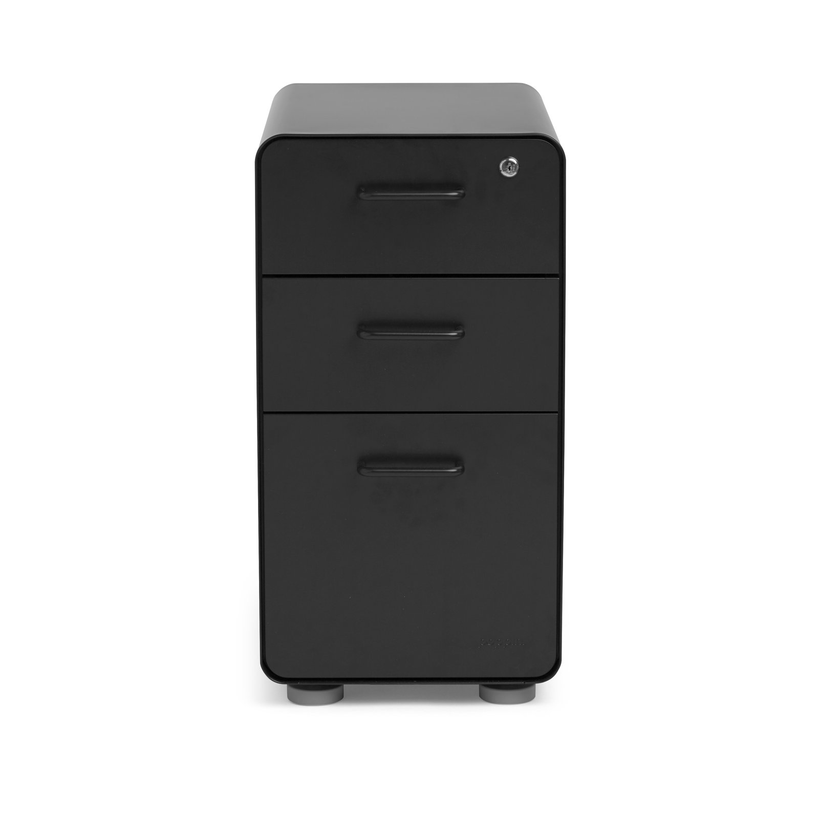 Stow Slim 3-Drawer Cabinet, Black, Without Caster