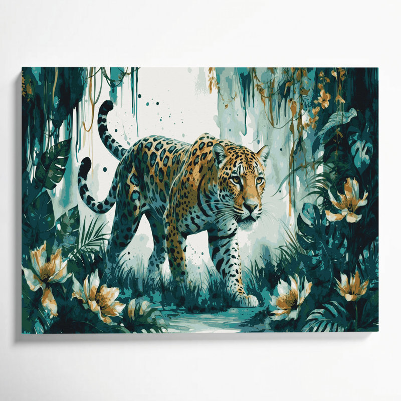 «Big Cats Pantanal Jaguar», art mural sur toile bleue, H 20 po x l 24 po