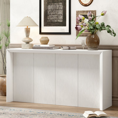 Table d'entrée simple en placage de bois d'acacia avec motif ondulé