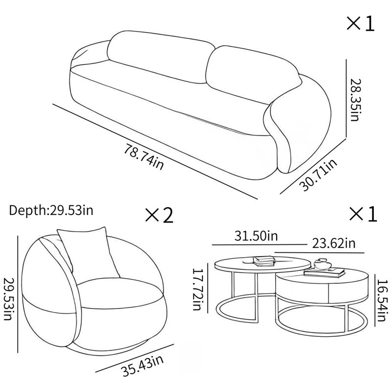 Modern Simple Sofa Coffee Table Combination