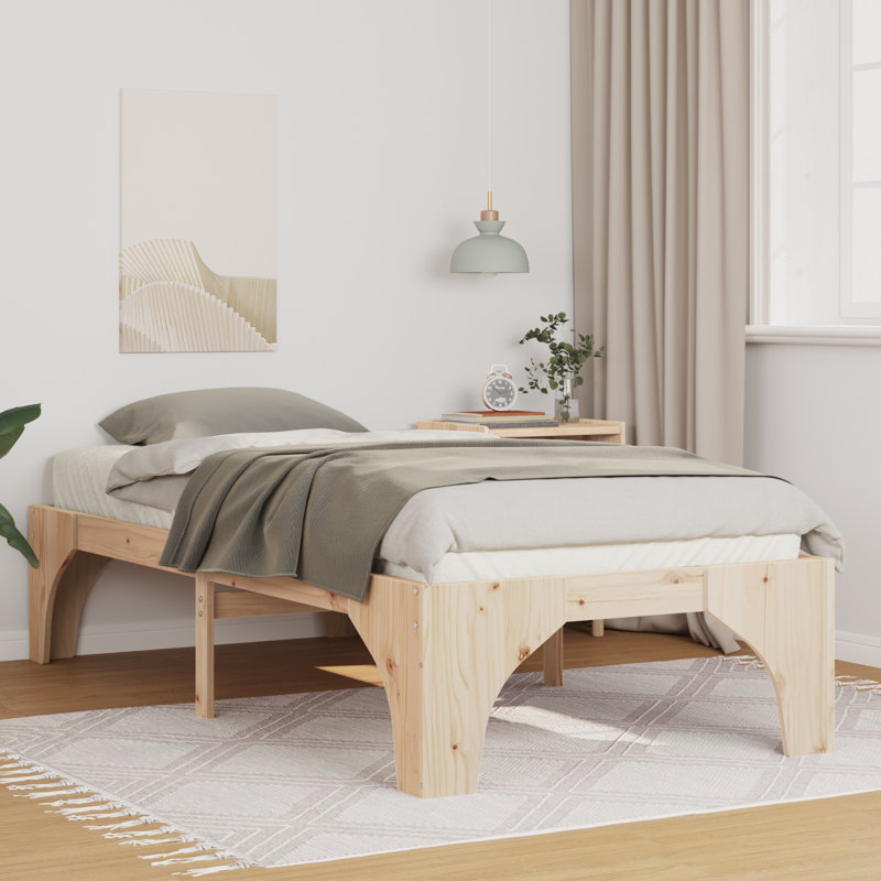 Solid Wood Bed, Brown, European Single (90 x 200 cm)