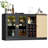 Large Wine Bar Cabinet For Home, Liquor Coffee Bar Cabinet With Led Lights & 12 Detachable Bottle Rack, Sideboard And Buffet Cabinet For Kitchen Dining Room, Black