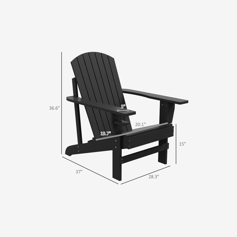 Chaise Adirondack Outsunny, Noir, noir, noir, noir