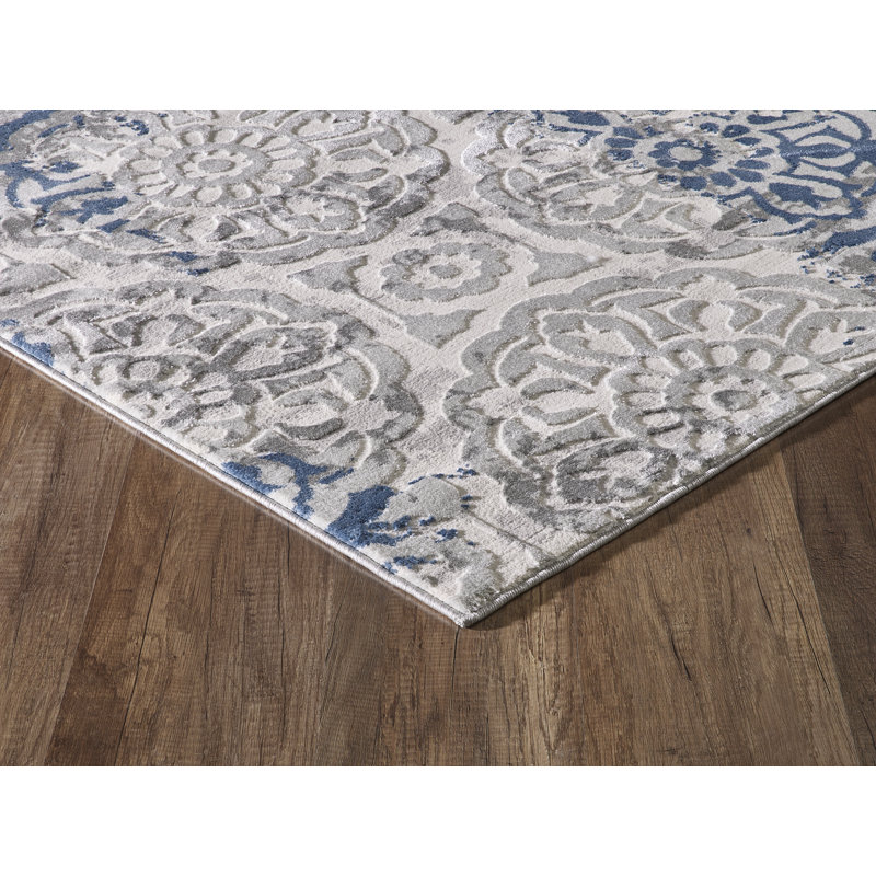 Tapis gris tissé à la machine, Rectangle 5 pi 3 po x 7 pi 6 po