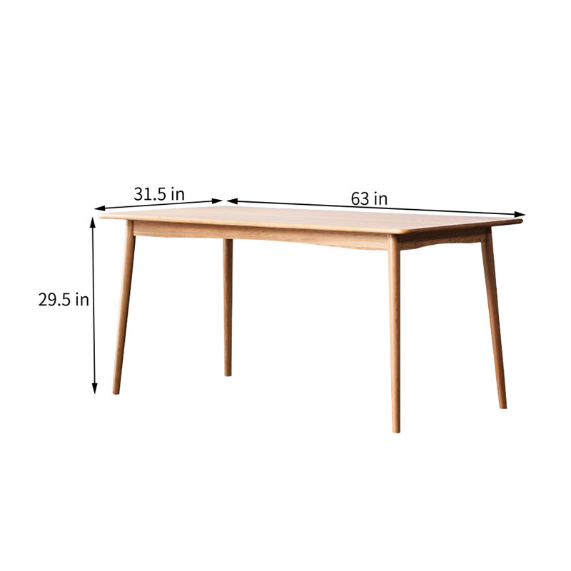 Table de salle à manger rectangulaire en bois massif All 31,5 po, H 29,5 po x L 63 po x l 31,5 po
