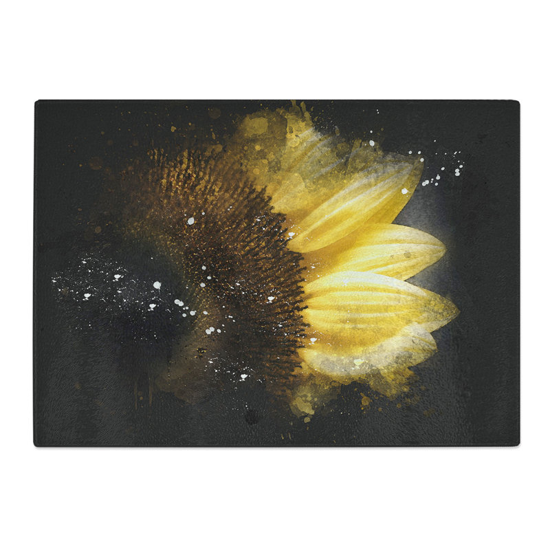 Tempered Glass Sunflower Rising Paint Splash Chopping Board, 28.5 cm x 39 cm