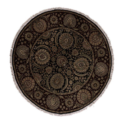 Tapis noir / vin / ivoire noué à la main de haute qualité