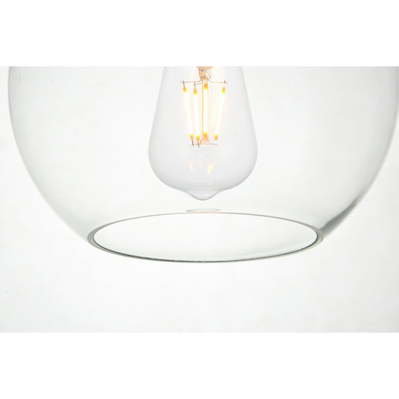 Janna 3-Light Globe Kitchen Island Pendant, Black, Clear