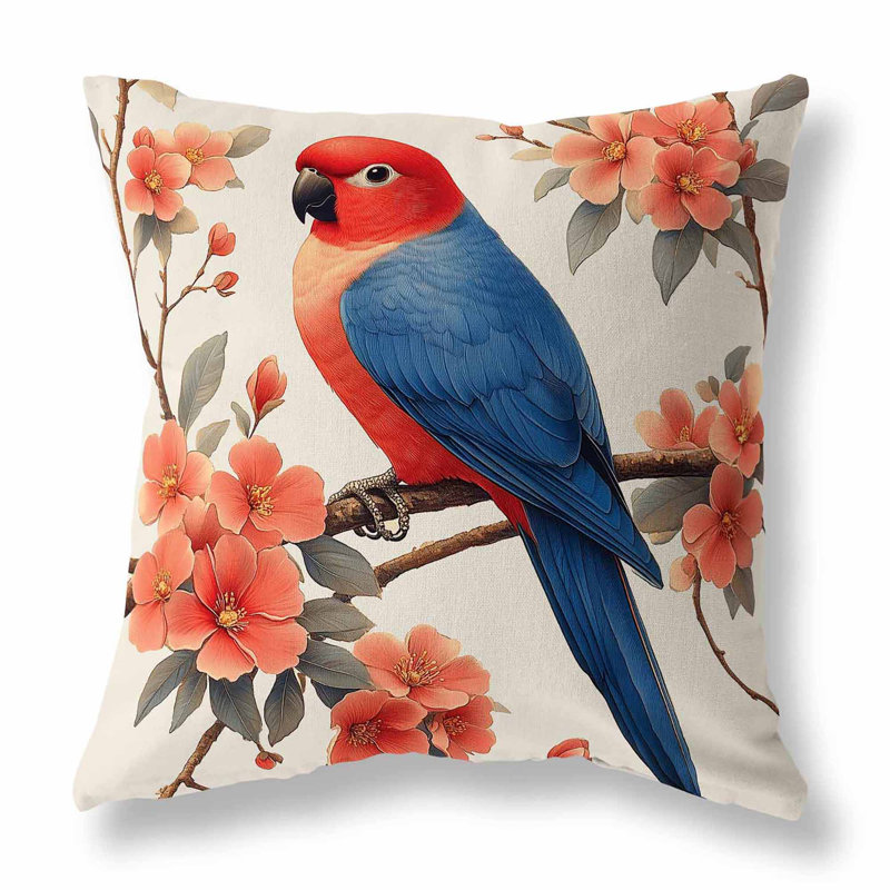 Perroquet vibrant intérieur / extérieur 18 x 18, Carré 18 po, Rouge / Bleu