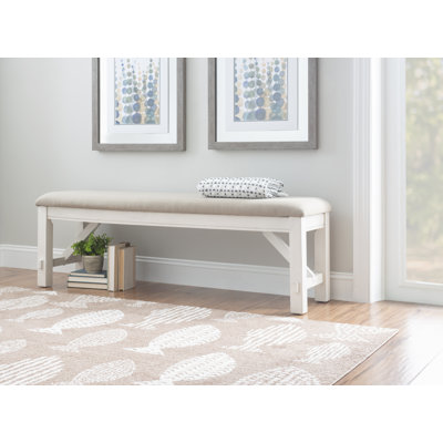 Banc de salle à manger en bois massif et rembourré Helbert