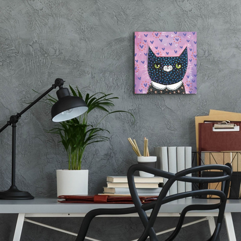 «Kooky Cat 1» par Melissa Averinos, art mural en verre acrylique, H 12 po x l 12 po x P 0,13 cm