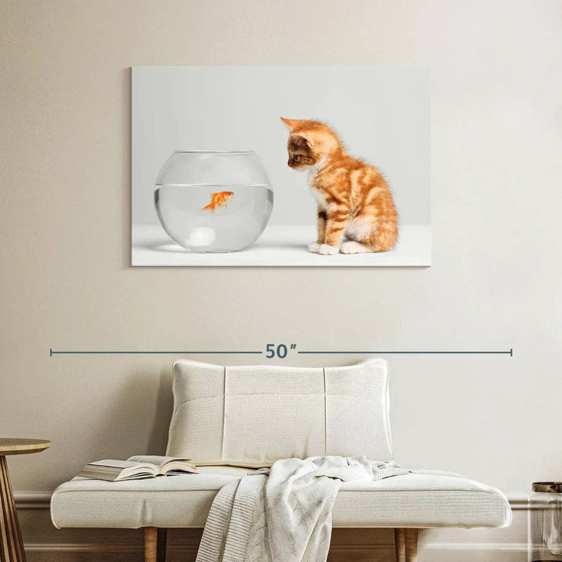 Pet Fish And Kitten, 26" H x 39" W