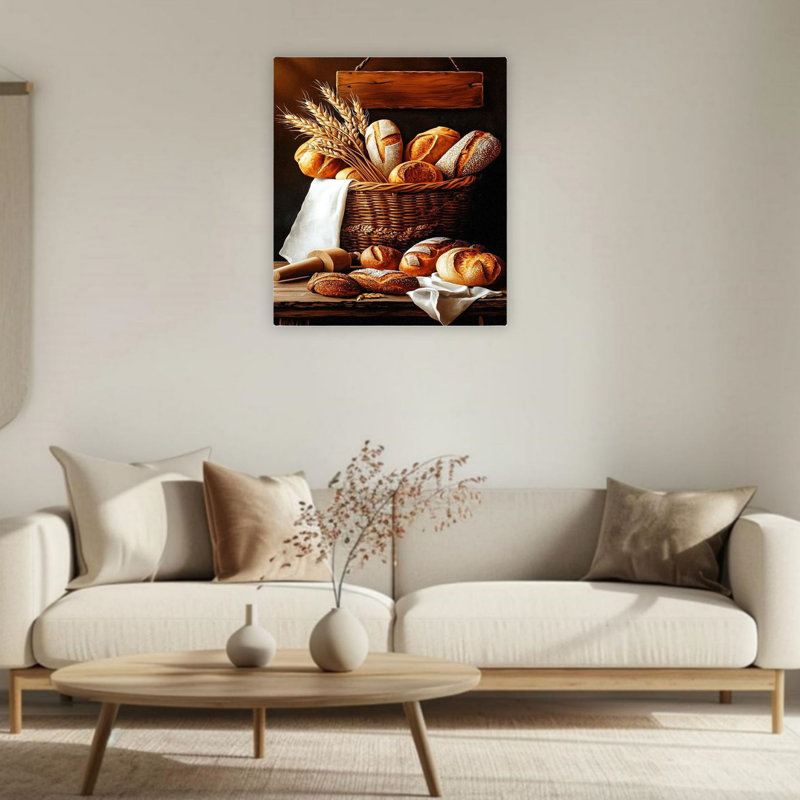 Rustic Bread Basket Unframed Canvas Wall Art  24" X 36"
