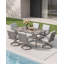 Ensemble de salle à manger d'extérieur, ensemble de salle à manger pivotant en aluminium avec trou pour parasol, ensemble de mobilier d'extérieur pivotant à 360 °, chaises et table pivotantes pour terrasse, jardin, cour arrière, chêne chaulé-1939504778