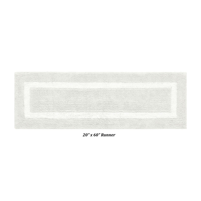 Widman 100% Cotton Tufted Reversible Bath Rug, Soft & Super Absorbent, Machine Washable Bathroom Rug for Shower, Tub & Sink Areas, 20" x 60" Runner, Ivory/White