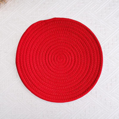 Braided Cotton Placemats Set of 4 - Heat-Resistant Round Table Mats for Dining Table, Coffee Table, and Home Décor
