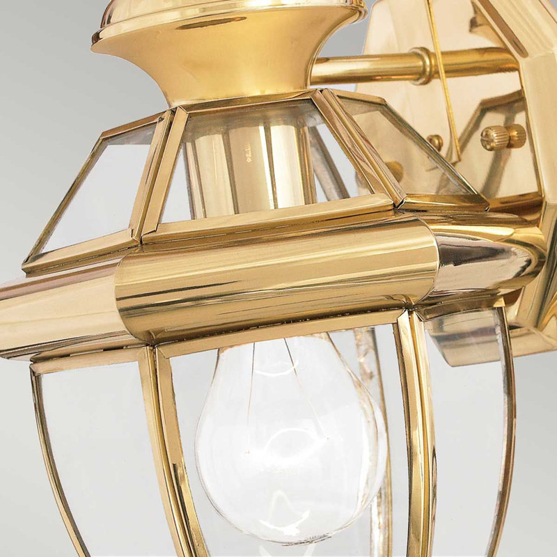Rochelle Polished Brass Outdoor Wall Lantern, 33cm H x 17.8cm W x 17.1cm D