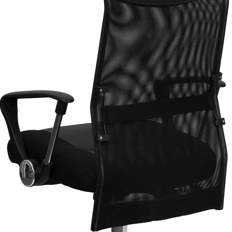  Chaise de bureau pivotante en cuir et filet à haut dossier avec hauteur réglable