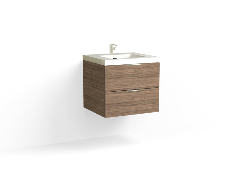Avila 24" W Wall Mounted Single Bathroom Vanity, Glossy White/8" Widespread, Biondo, Polished Nickel