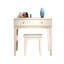 Ensemble de coiffeuse crème blanc avec deux tiroirs et tabouret assorti