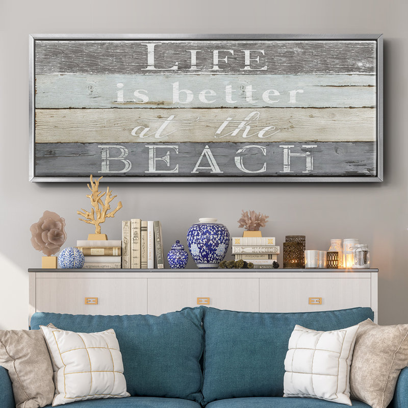 Life Better Beach- Framed Canvas, 8" H x 20" W