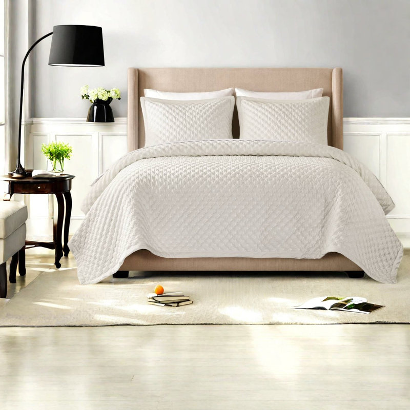 Ensemble de literie en velours Queen, couvre-lit matelassé blanc pour maison moderne