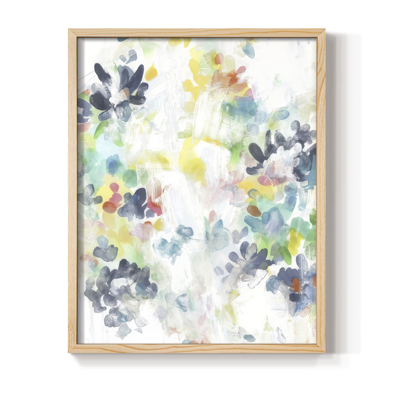 Wall Flower Patterns II Framed Print - Solid Wood, Natural, 11" H x 9" W