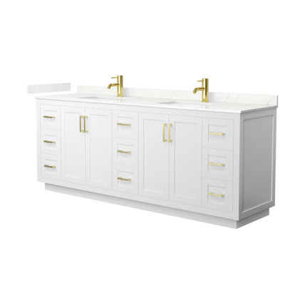 Miranda 84" Freestanding Double Bathroom Vanity with Quartz Top