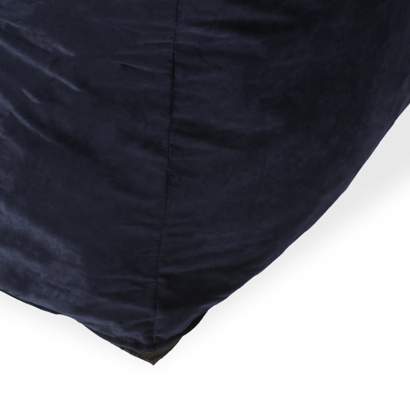 Fauteuil à billes en velours avec accoudoirs, H 30 po x l 40 po x P 40 po, Bleu très foncé