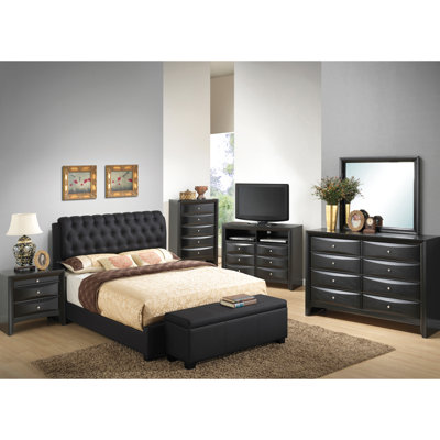Lit double noir élégant avec attrait contemporain - H 48 po x l 57 po x P 83 po, pour une utilisation quotidienne, finition élégante, design minimaliste, cadre de style moderne à assembler requis, H 48 pi x l 57 po x P 83 po, minimaliste de tous les jours,
