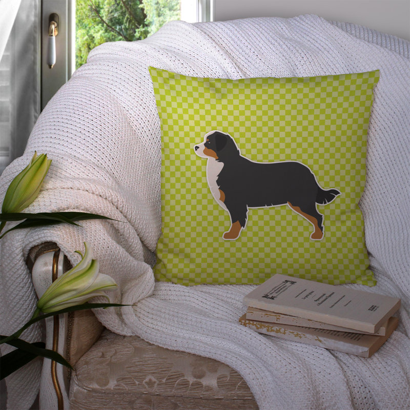 Coussin décoratif intérieur/extérieur bouvier bernois mountain, H 14 po x l 14 po x P 3 po, Vert