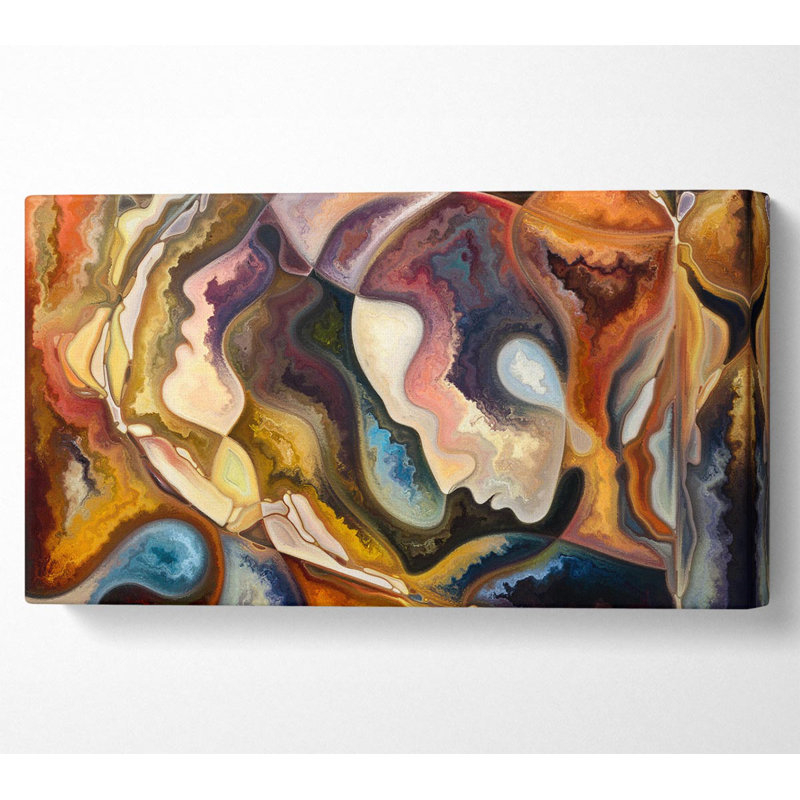 Casy Abstract Faces - Wrapped Canvas Art Prints, 101.6cm H x 203.2cm W x 1cm D