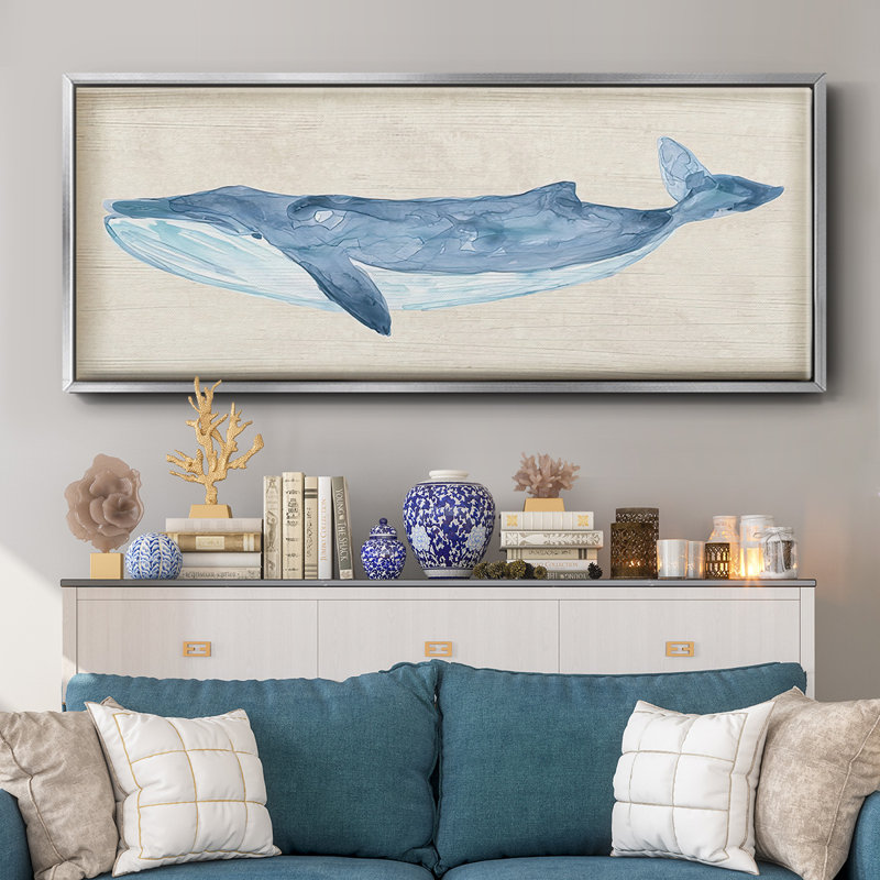 Rustic Whale II- Framed Canvas, 24" H x 60" W