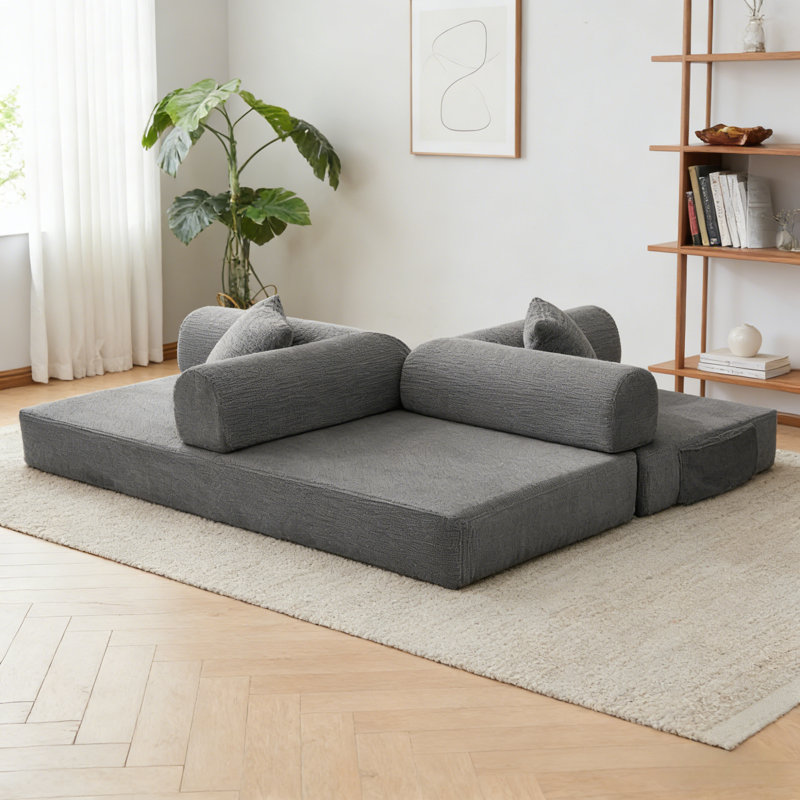Canapé-lit convertible à plancher noir 78,8 po Compression, Gris