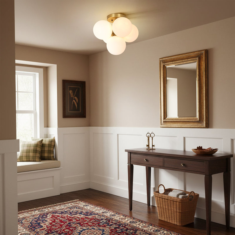15" 5-Light Modern Sphere Globe Flush Mount