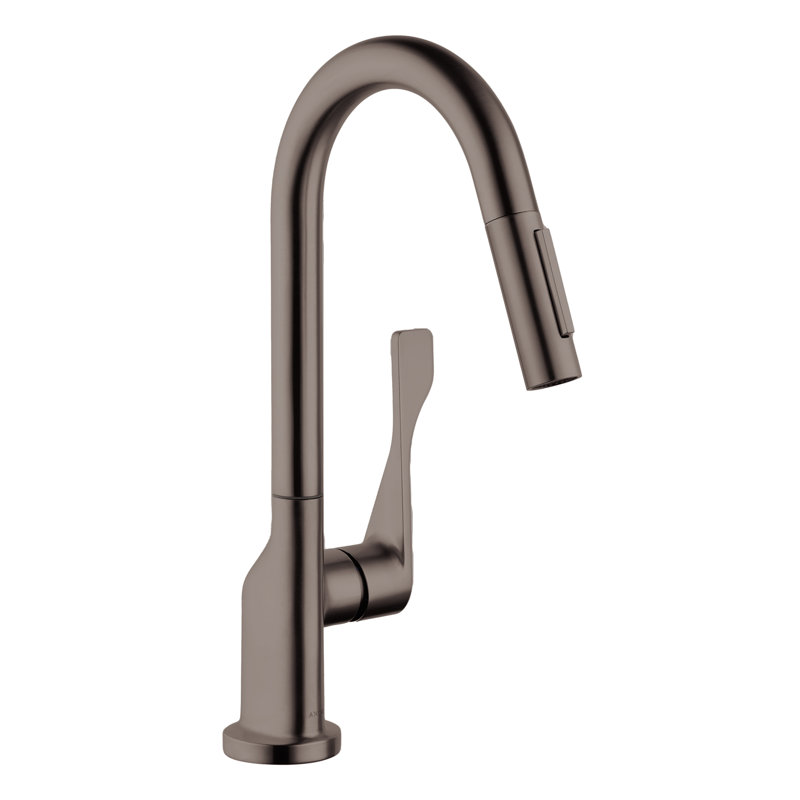 Citterio Pull Down Prep Single Handle Kitchen Faucet, Brushed Black Chrome