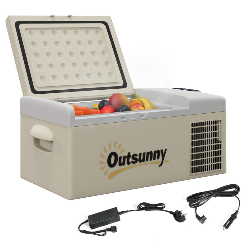 Outsunny 0.016m³ L Freestanding Mini Fridge, Brown