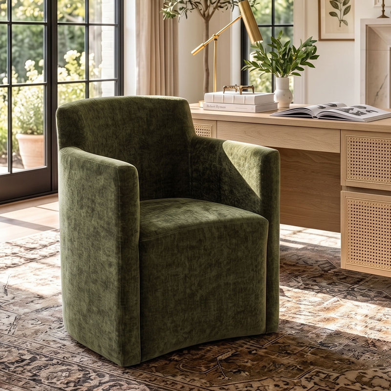 Latitude Run® Chenille Side Chair, Vert