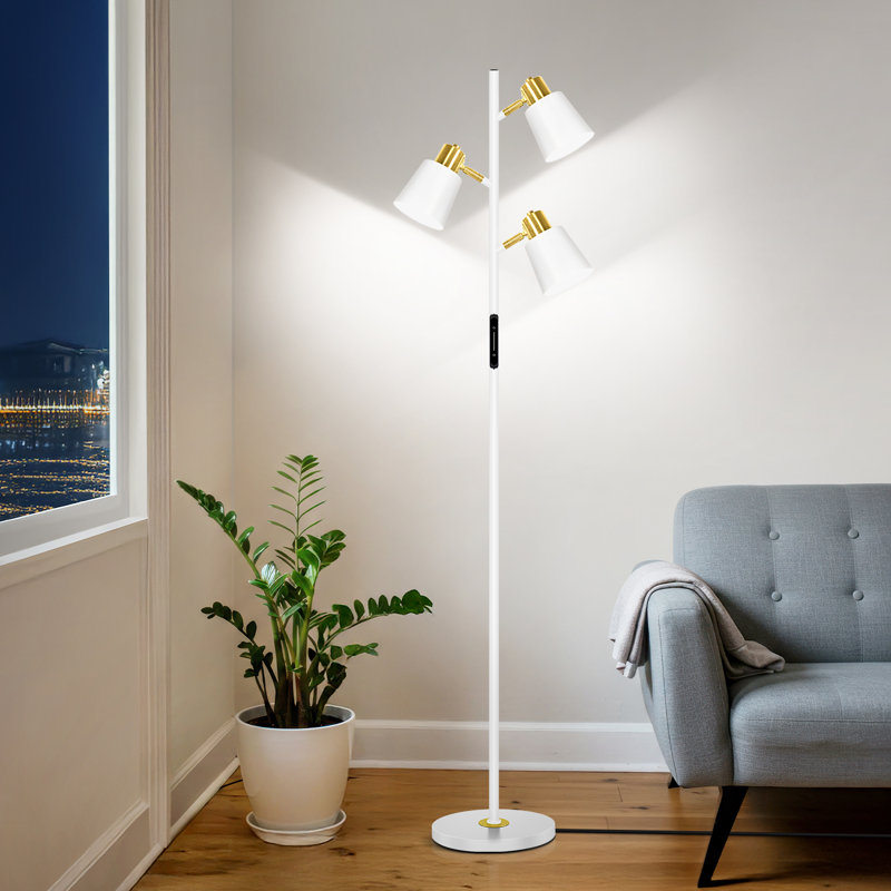 67" Tree Floor Lamp with Remote Control and 3 Bulbs included, White