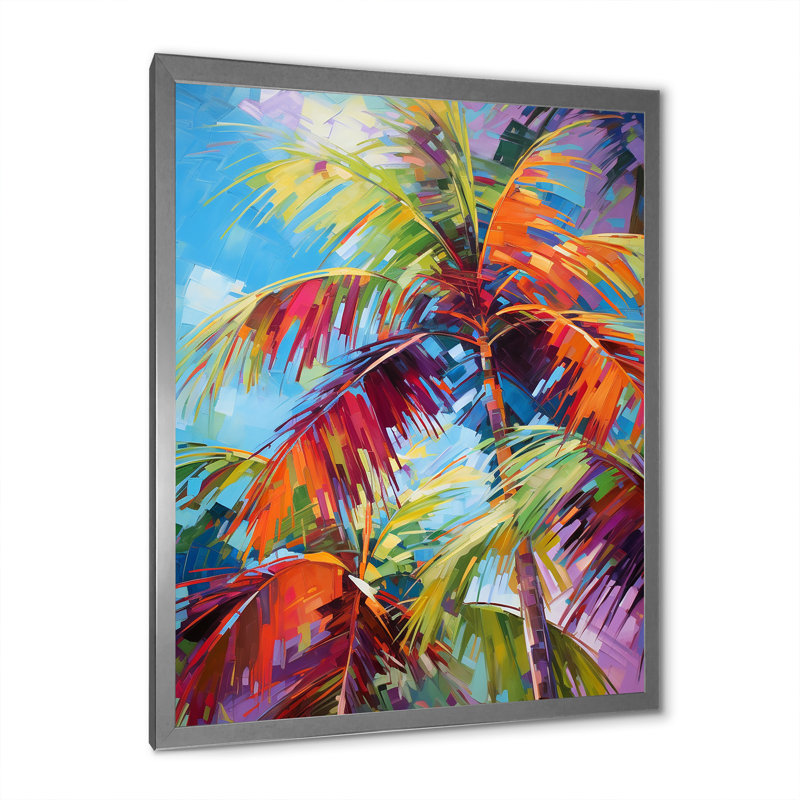 Millart Popart Palm Trees II - Palmiers et palmiers, reproduction d'art encadrée, H 32 po x l 24 po, Cadre photo unique