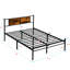 Structure de très grand lit avec tête de lit en bois décorée noire, structure durable et stable, fonctionnement silencieux, rangement simple, installation simple, compatible avec tous les matelas avec tête de lit