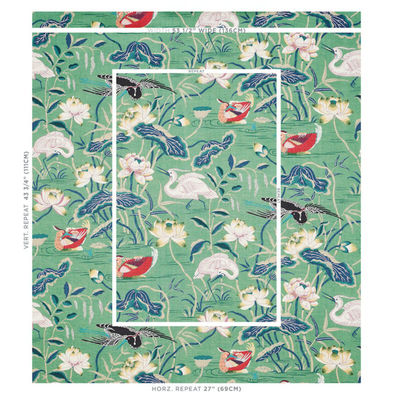 Lotus Garden Fabric, Jade