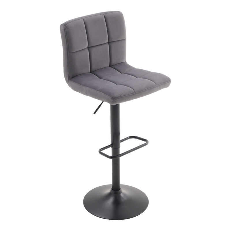Myda Swivel Upholstered Adjustable Height Counter Stool with Metal Frame, Grey