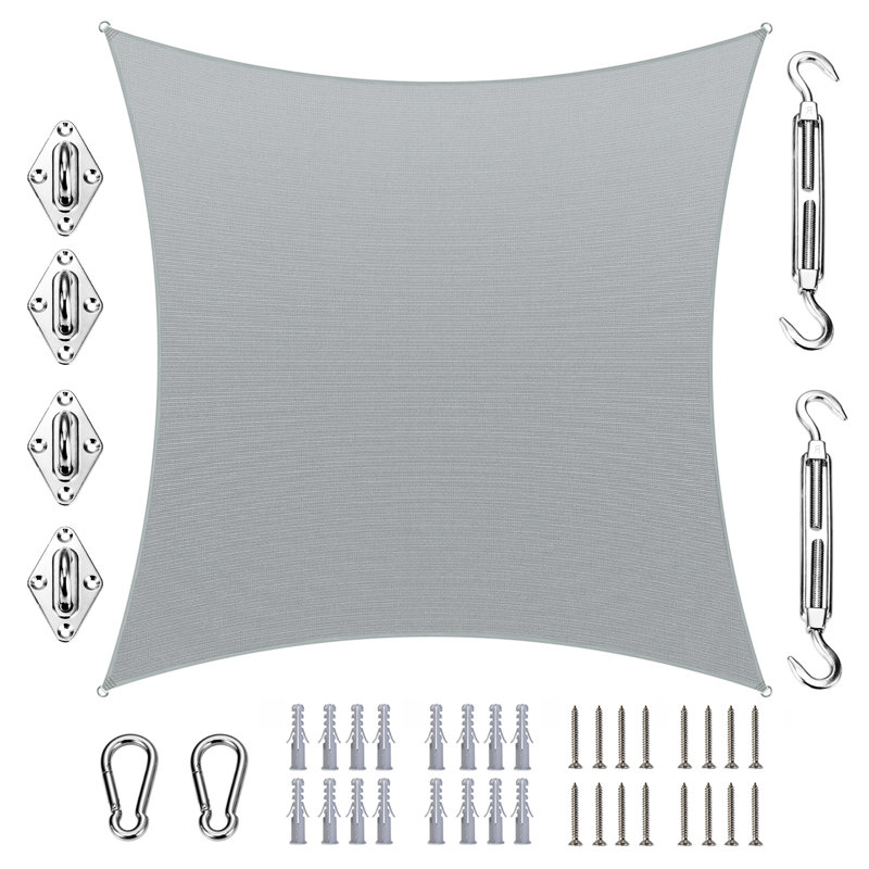 Voile d'ombrage carré Amgo, Bordure de jardin x 10 pi,, Gris