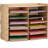 Wood 12 Compartment Mailroom File Sorter Literature Organizer
