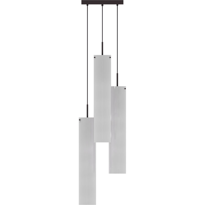 Luminaire suspendu d'intérieur en bronze antique à 6 lumières avec abat-jour cylindrique en acrylique blanc Jannon, Blanc