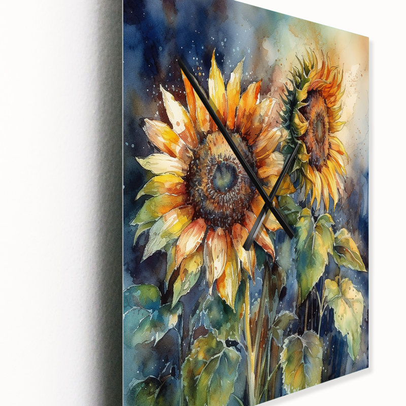 Ingolde - Horloges murales florales tournesol, H 32 po x l 16 po x P 1 po