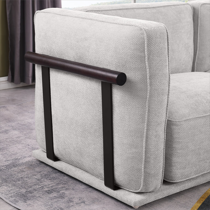 Canapé modulaire en tissu 4 places, comprenant un module d'angle et plusieurs sièges indépendants, Gris clair